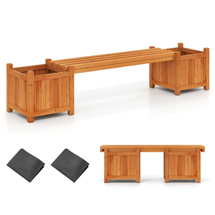 Banc de jardin en bois avec jardinières - Design durable et polyvalent