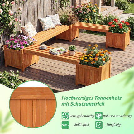 Banc de jardin en bois avec jardinières - Design durable et polyvalent