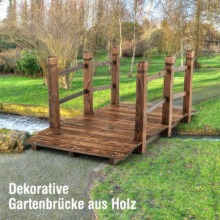 Pont de jardin en bois, 150 cm, épicéa, résistant aux intempéries