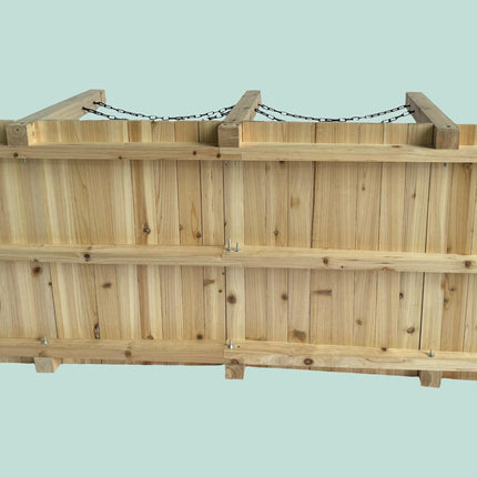 Pont de jardin en bois avec rambarde en chaîne, résistant aux intempéries