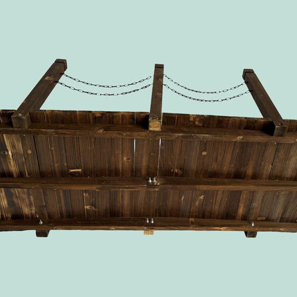 Gartenbrücke aus Holz mit Ketten – Wetterfeste Fichte