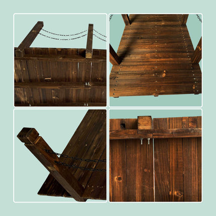 Gartenbrücke aus Holz mit Ketten – Wetterfeste Fichte