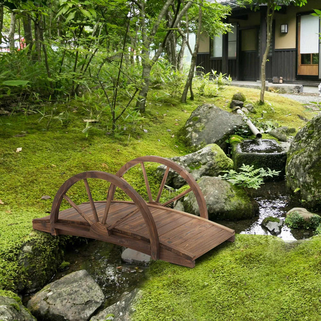 Pont de jardin en bois avec rambardes, 100 x 50 cm