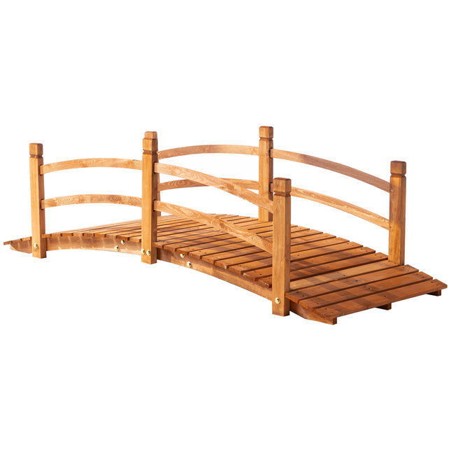 Pont de jardin en bois avec rambarde, bois de sapin, 185 cm