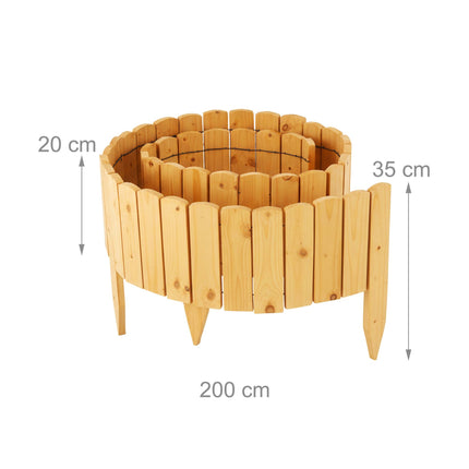Bordure de jardin en bois, flexible et résistante aux intempéries