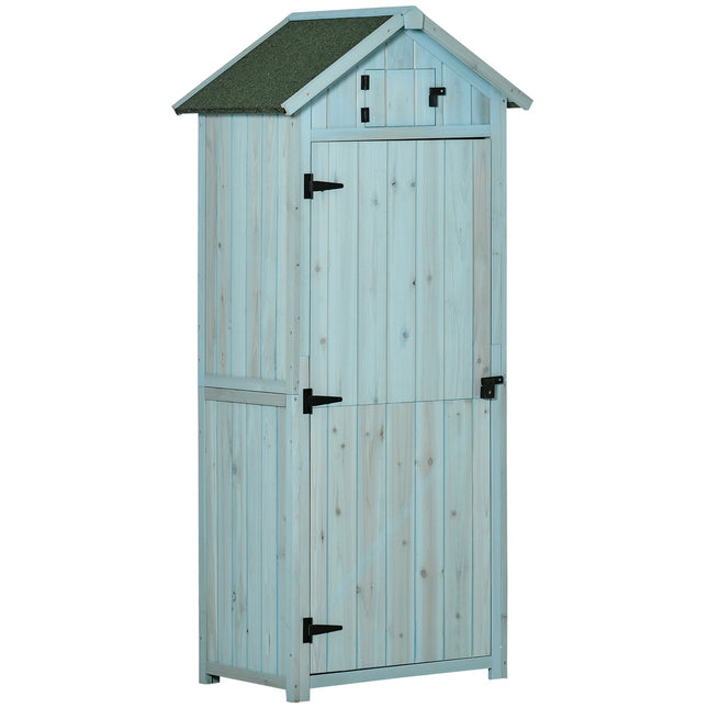 Abri de jardin en bois résistant aux intempéries, 77 x 54 x 179 cm, bleu/vert