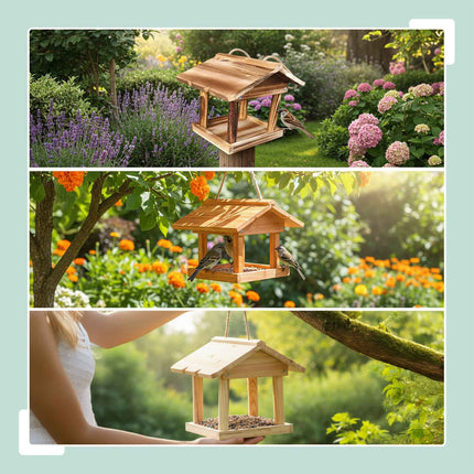 Mangeoire suspendue en bois - Facile à nettoyer, design ouvert