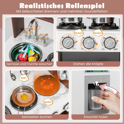 Kinderküche aus Holz mit Licht, Sound, Backofen & Utensilien