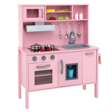 Cuisine en bois pour enfants avec micro-ondes, rose, 72 x 30 x 90 cm