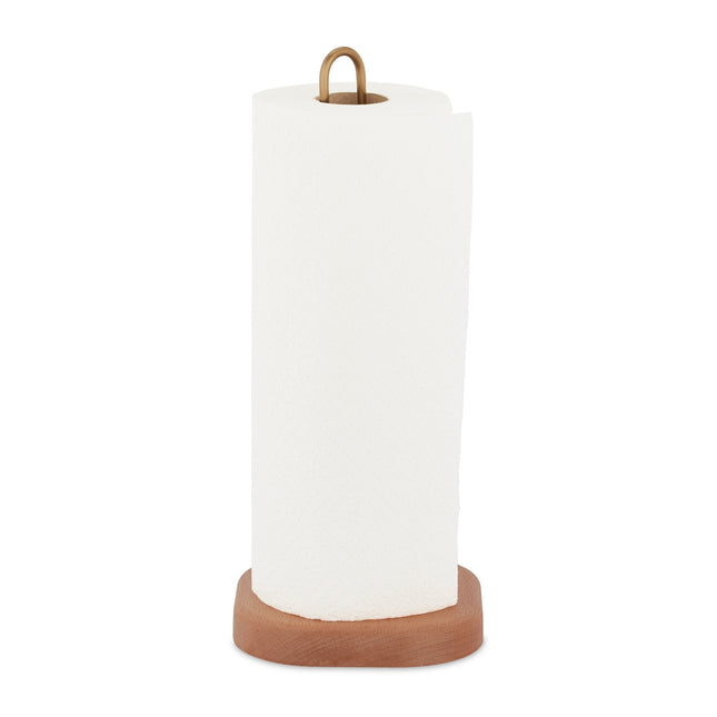 Porte-rouleau de papier essuie-tout en bois à base large