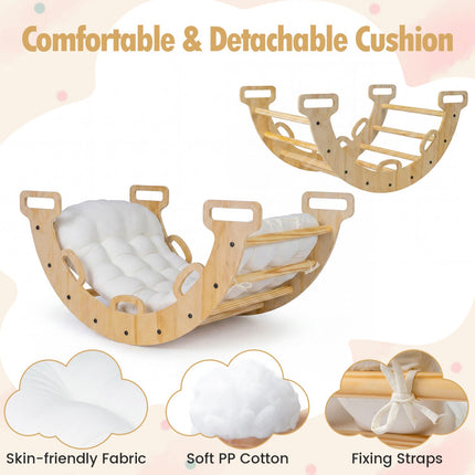 Arche d'escalade Montessori en bois à bascule avec coussin