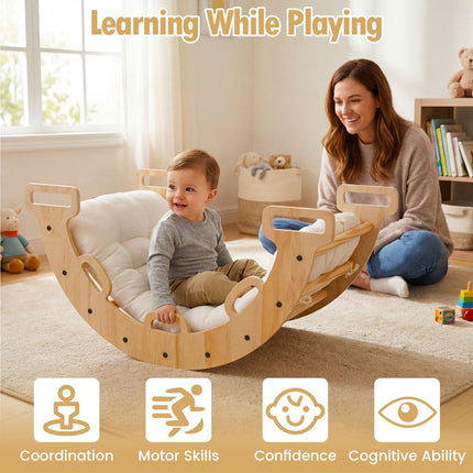 Arche d'escalade Montessori en bois à bascule avec coussin