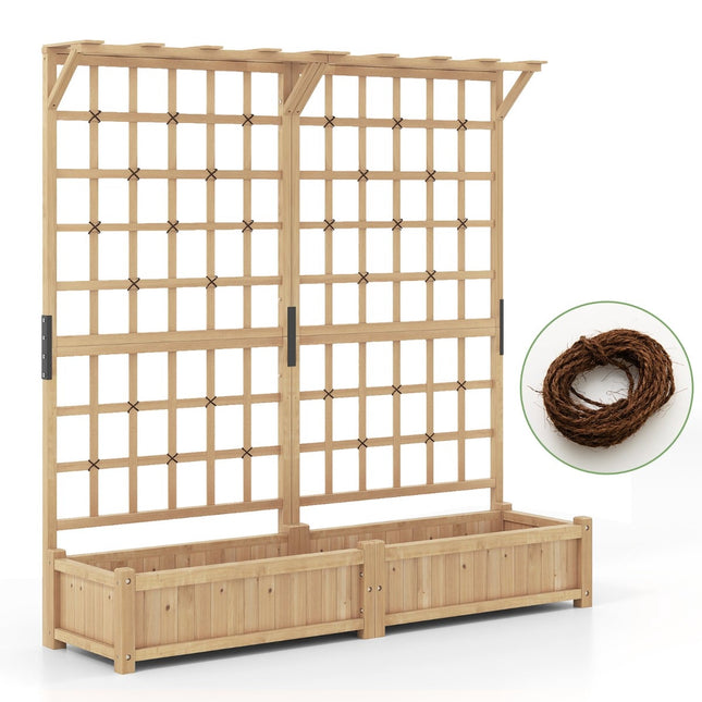 Jardinière en bois avec treillis et toit, modèle 3 en 1