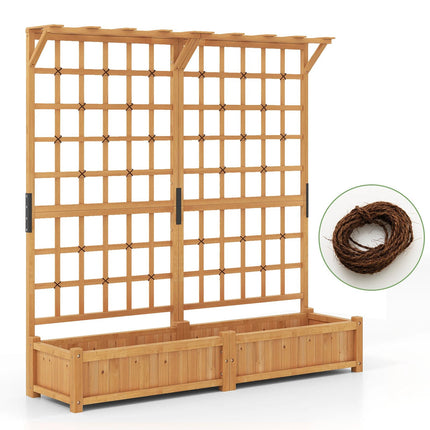 Wooden Planter Box with Trellis and Roof, 3-in-1 Design