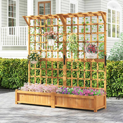 Wooden Planter Box with Trellis and Roof, 3-in-1 Design