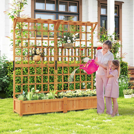 Wooden Planter Box with Trellis and Roof, 3-in-1 Design
