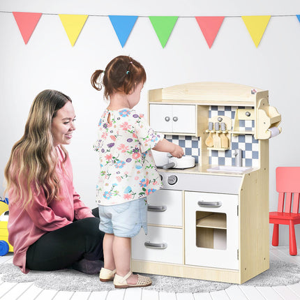 Cuisine De Jeu En Bois Pour Enfants, Jouet De Cuisine Avec Brume, Jet D'Eau, Lumières Et Musique, 3-6 Ans