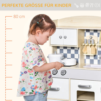 Cuisine De Jeu En Bois Pour Enfants, Jouet De Cuisine Avec Brume, Jet D'Eau, Lumières Et Musique, 3-6 Ans
