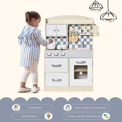 Cuisine De Jeu En Bois Pour Enfants, Jouet De Cuisine Avec Brume, Jet D'Eau, Lumières Et Musique, 3-6 Ans