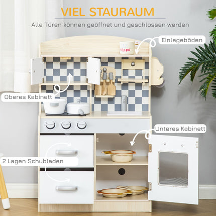 Cuisine De Jeu En Bois Pour Enfants, Jouet De Cuisine Avec Brume, Jet D'Eau, Lumières Et Musique, 3-6 Ans