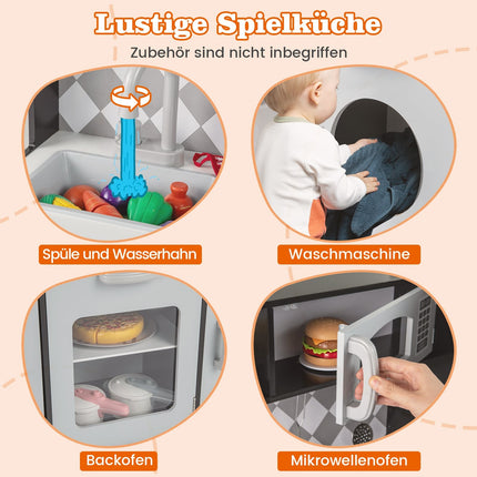 Cuisine en bois pour enfants avec machine à glaçons et four