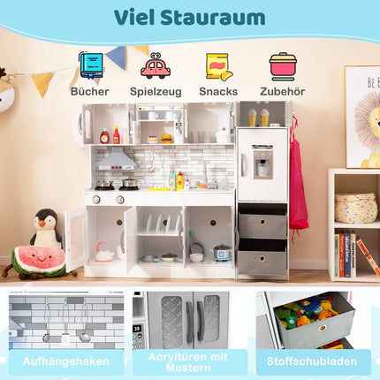 Cuisine en bois pour enfants avec lumières et sons, design modulaire