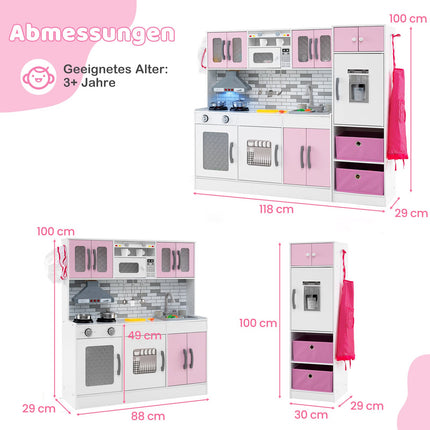 Cuisine en bois avec lumières et sons, rose