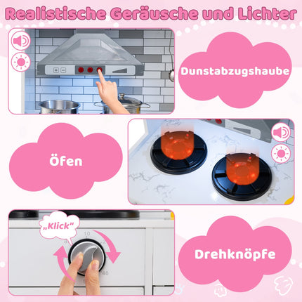 Cuisine en bois avec lumières et sons, rose