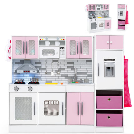 Cuisine en bois avec lumières et sons, rose
