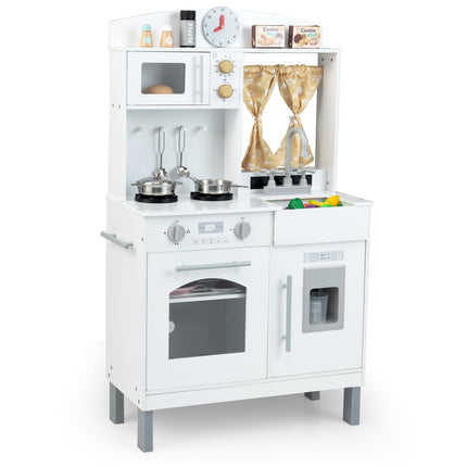 Cuisine de jeu en bois avec hauteurs réglables et accessoires
