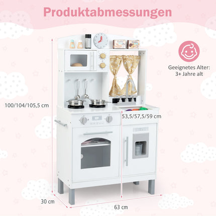 Cuisine de jeu en bois avec hauteurs réglables et accessoires