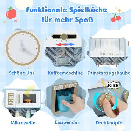 Spielküche aus Holz mit Kaffeemaschine & Eiswürfelspender