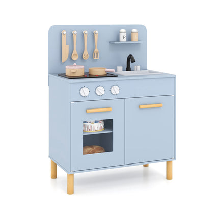 Spielküche aus Holz mit Lichtern, Geräuschen, Backofen und Spülbecken