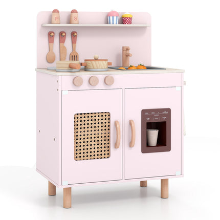 Cuisine jouet en bois avec rangements, lumières et sons, rose