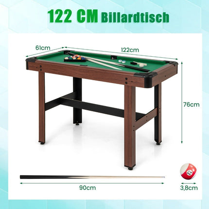Table de billard en bois avec accessoires, 122 cm - Feutre vert