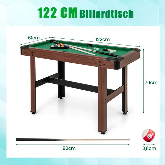Table de billard en bois avec accessoires, 122 cm - Feutre vert