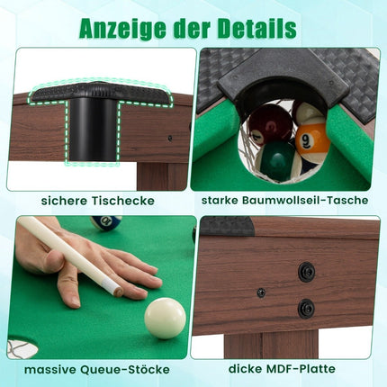 Table de billard en bois avec accessoires, 122 cm - Feutre vert
