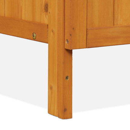 Banc de rempotage en bois avec placard et plateau en étain