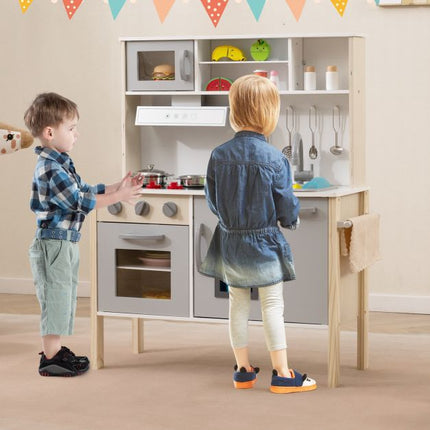 Cuisine en bois avec évier, blanche, pour jeu d'imitation.