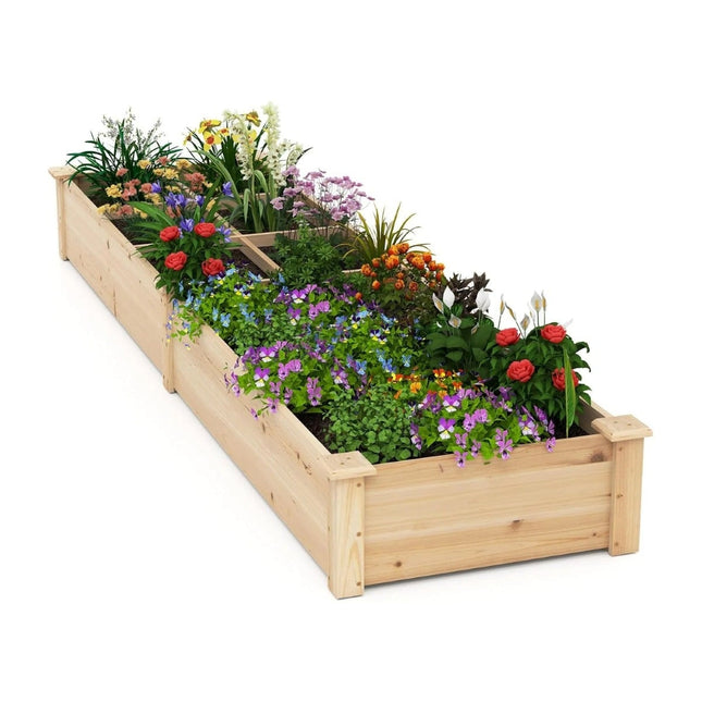 Potager surélevé en bois avec 2 jardinières, 228 x 62 x 25 cm