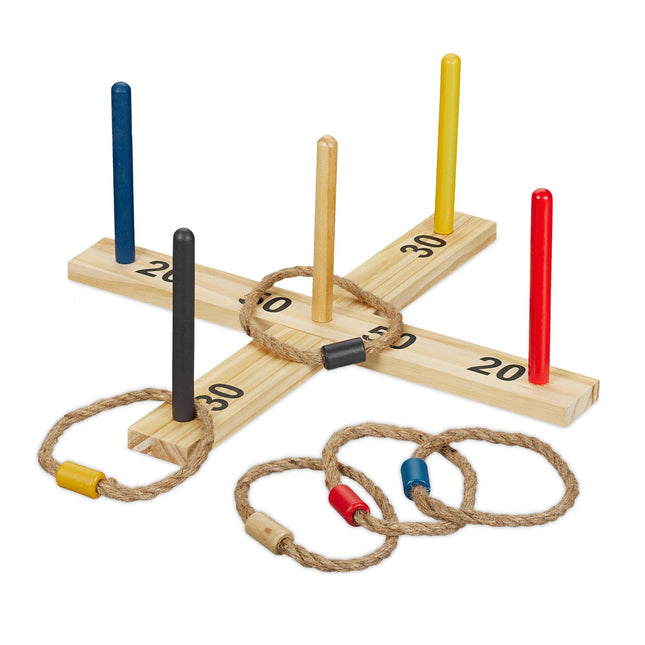 Jeu de lancer d'anneaux en bois