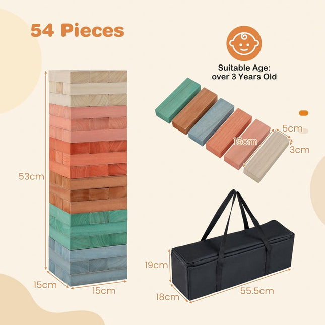Jeu d'empilage en bois, 54 pièces, multicolore, à partir de 3 ans