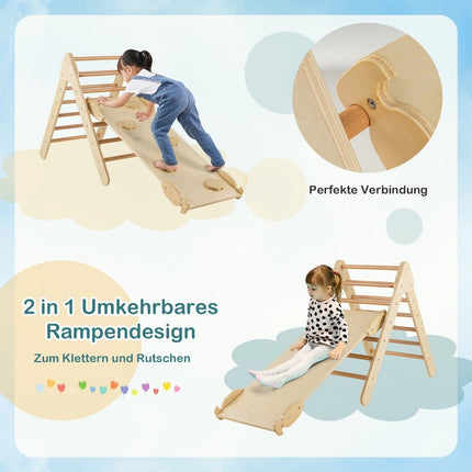 Hölzernes Kletterset für Kleinkinder mit verstellbarer Rampe