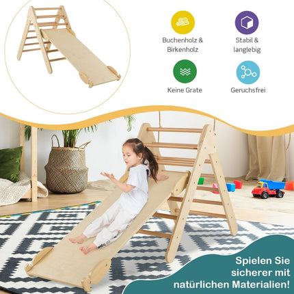 Hölzernes Kletterset für Kleinkinder mit verstellbarer Rampe