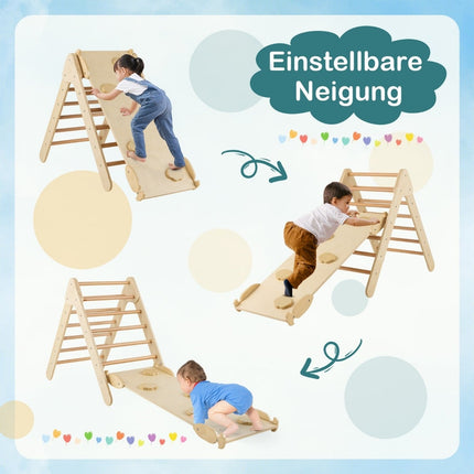 Hölzernes Kletterset für Kleinkinder mit verstellbarer Rampe