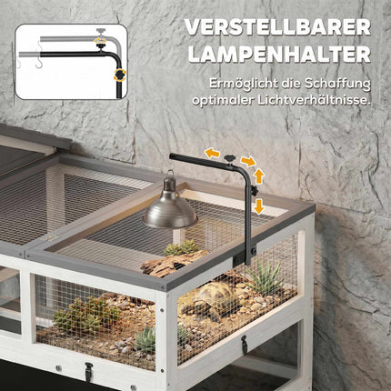 Maison en bois pour tortue à deux niveaux avec support de lampe