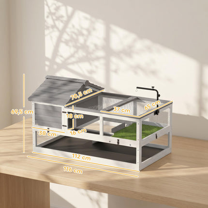 Maison en bois pour tortue à deux niveaux avec support de lampe