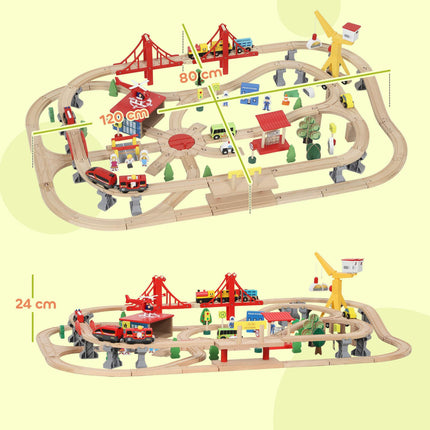 Coffret de train en bois avec locomotive électrique, 133 pièces