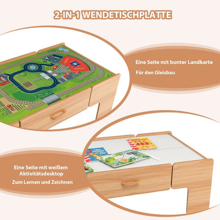 Coffret de train en bois avec plateau réversible, 100 pièces