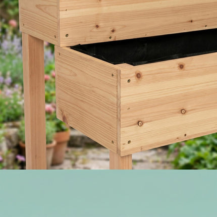 Jardinière en bois à deux niveaux avec treillis, parterres surélevés